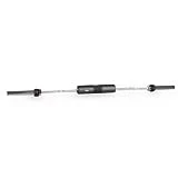 FITFIU Fitness KITBAR-150 - Barra olímpica de 15kg, con esponja protectora y 2 cierres para musculación en casa, barra de halterofilia de hierro con diámetro exterior de 50mm y carga máxima de 230kg
