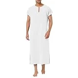 Beokeuioe Ropa de oración Oriente Medio Túnicas de Arabia Saudita Vestidos turcos Thobe Hombres Imprimir Bolsillos Vestidos Musulmanes Caftán Hombres Camisón Hasta La Rodilla Camisetas, A2 blanco., S