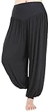 Hoerev Super Doux Pantalones de Spandex Modale Harem Yoga Pilates,Negro,XXL