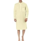 Beokeuioe Vestidos Caftán Largos Hombres Ropa Musulmana De Los Hombres Ropa De Oración Islámica Para Hombres Casual Camisón Manga Larga Dubai Traje Islámico, A2 caqui., S