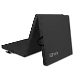 CalmaDragon 85620, Colchoneta Plegable Gimnasia Espuma PU Impermeable Alfombra de Protección en 3 Paneles Plegables 60 x 180 x 5cm Resistente Antideslizante Compacta Ligera para Yoga, Pilates (Negro)