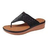 TEELONG Sandalias de plataforma de cuña para mujer, zapatos casuales, zapatos de playa, suela suave, sandalias elásticas para mujer, Z3 Negro, 38/36 EU