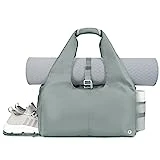 Bolsa Deporte para Yoga Mujer Gym Fin de Semana Weekender Viaje Bag Compartimento Separado para Zapatos y Bolsillo Mojado Bolsillo Lateral para Botella de Agua, Gris