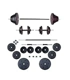 Riscko Juego de pesas 53 KG con Barra Recta y Mancuernas Set de Musculación para Ejercicio y Gimnasio en Casa, Mancuernas y Pesas Profesionales para Fitness