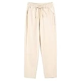 Zilosconcy 2023 Pantalones Mujer Pantalones Mujer Casuales de Lino de Algodón Pantalón Original Cordón Cintura Alta Moda Suelto Bolsillo Rectos Playa con Bolsillos y Pantalones de Cómodos