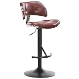 Silla de bar giratoria, taburetes de bar modernos, taburetes de recepción de empresa de salón de belleza con respaldo y asiento y reposapiés de PU, ajustable 55-75 cm (color: negro) Feito na Chi