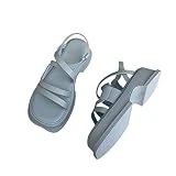 COTCLO Sandalias de verano con plataforma de verano para mujer, con banda estrecha, suela gruesa, sandalias altas para mujer, zapatos para exteriores, azul, 40 (pie 25 cm)