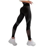 Polainas Impermeables Alta Cintura Fitness Leggings Mujeres Sexy Leggings sin Fisuras Hueco Estampado de Entrenamiento Pantalones Empuje hacia Arriba Elasticidad Delgada Polainas Trail Running (Color