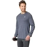 Odlo Camiseta de manga larga para hombre con cuello redondo L/S Essential Seamless, Folkstone Gray Melange, S