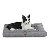 Bedsure Cama Perro Impermeable Grande - 91x68x10 cm Colchón Perro Lavable, Cojín Perro Antipelo y Suave, Gris, L