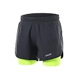 Lixada Hombres Pantalónes Cortos de Running 2-en-1, Pantalones Cortos de Atletismo, Pantalones Cortos de Fitness Maratón, Transpirable Pantalones+Secado Rápido