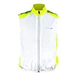 ULTRANNER - BULNES | Cortavientos Sin Mangas para Hombre - Chaleco Cortavientos Reflectante Apto para Trail Running Ciclismo Senderismo y Más - Color Blanco y Amarillo Para Más Visibilidad - Talla XL