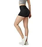 LAPASA Pantalón Deportivo Corto Mujer Leggins Cintura Alta Push up Mallas Deporte Culote Short Deporte Yoga Running Fitness Verano (Sin Bolsillos) L09 XL Negro