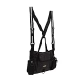Radio Chest Rig, Reflective Stripe 600D Densified Cloth Radio Shoulder Harness Holder Cinturón Ajustable Duradero a Prueba de Rasgaduras a Prueba de Desgaste para Taller de Producción