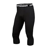 Paquete 2 Pantalones Compresión 3/4 Hombre, Camiseta Interior Deportiva Fresca Seca Elasticidad 4 Direcciones, Entrenamiento, Correr, Gimnasio, Baloncesto, Deportes (Negro * 2,26)