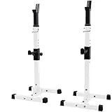 Fitness Aid Banco con Mancuernas Estante para Sentadillas Par de Estantes Ajustables - Carga máxima - Barra para Sentadillas de Acero Resistente Soportes para P