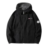 WESBR Mens Sport Jacket Mens Autumn Solid Color Long Sleeve Jacket Mens Plain Button Front Casual Jacket Mens Simplicity Hoodies Sport Jackets Classic C-Black XL