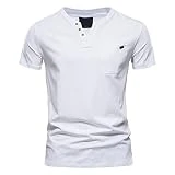 Camisetas básicas de Manga Corta para Hombre, Holgada, Cuello Redondo, de algodón en Distintos Colores (White, L)