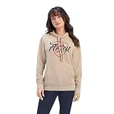 ARIAT Capucha con logotipo Real Shield para mujer, Beige/ Caqui, XS