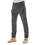 KUTOOK Pantalones Trekking Hombre Softshell Impermeables Invierno Esquiar y A Prueba de Viento Transpirables Cálidos Pantalones con Forro Polar para Montaña Escalada Running(Gris,XL)