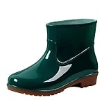 Zapatos Mujer 39 Botines Botas Botas de Tubo Medio Hebilla de Zapato Mujer Tacón Bajo Gorra de lluvia Redonda Impermeable Botas de Mujer Zapatos de Mujer con Cuña, verde, 40 EU