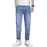 JOELEW Pantalones Vaqueros de Nueve Puntos para Hombre, Lavados a la Moda, Sueltos, cómodos, elásticos, Sencillos, para Uso Diario, clásicos, versátiles, Informales 30