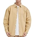 Camisa de Manga Larga para Hombre, Primavera, Informal, Holgada, clásica, a la Moda, Color sólido, Simple, Guapo, Cien con Bolsillos al Aire Libre, Chaqueta de Trabajo 4XL