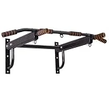 Leogreen Barras de Dominadas Pared, Wall Pull Up Bar Barra de Tracción, con 6 asas antideslizantes y 3 ojales multifunción, Max. 200kg, Entrenador de Parte Superior del Cuerpo para Gimnasio en Hogar