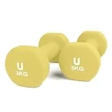 unycos - Par de Mancuernas y Pesas Antideslizantes de Neopreno, Disponibles de 1kg a 10kg con Diseño Anti-Rodadura, Ergonómicas, Entrenamiento de Fuerza/Fitness (Redondas, Amarillo 3kg)