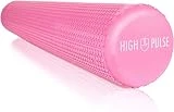 High Pulse Rodillo Pilates (90x15 cm) Póster con Ejercicios + Banda Elástica - Rodillo de Espuma para músculos, Fitness o Masaje (Rosa)