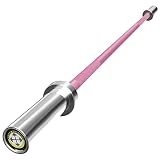 POWER GUIDANCE Barra olímpica para levantamiento de pesas, para levantamiento de caderas, sentadillas, barras de entrenamiento de fuerza cromadas universales, 12 kg, 1,5 m/157 cm (rosa-5ft)