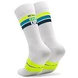 NORTEI Calcetines Ciclismo Altos Deportivos Hombre y Mujer - Calcetines Running Triatlón Gimnasio Crossfit - Acolchados, Transpirables, Sin Costuras, Compresivos y Ligeros (L-XL)