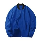 WESBR Mens Flight Jacket Mens Autumn Simplicity Pilot Jacket Mens Casual Classic Outdoor Jackets For Men Button Placket Casual Jacket Zip Placket H-Royal Blue XXL