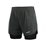 Lixada Hombres Pantalónes Cortos de Running 2-en-1, Pantalones Cortos de Atletismo, Pantalones Cortos de Fitness Maratón, Transpirable Pantalones+Secado Rápido