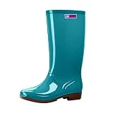 Zapatos de lona para mujer, botas antideslizantes de goma alta, tubo alto, botas de lluvia para mujer, botas de lluvia para mujer, zapatos impermeables para mujer, zapatos de mujer, zapatos azules,