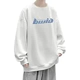 Camisas dulces con capucha para hombre, otoño e invierno, a la moda, casual, simple, sin sombrero, suéter de manga larga, blusa para hombre, blanco, L