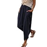 2023 Pantalones Mujer Pantalón Largo Algodón y Lino Pantalon Ancho Algodón Cintura Alta Ancha Baggy Pantalones Deportivos Ligeros Jogger Sweatpant para Yoga Jogging Fitness Running