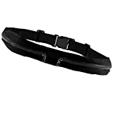 Riñonera Deportiva Negra Doble, Bolsa con 2 Cremalleras, Cintura Cadera Cinturón Cangurera Running Sport Footing, Negro