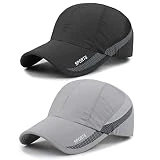 TAGVO Gorra de béisbol de Malla Deportiva, Paquete de 2 Malla de Secado Rápido Impermeable Deportes al Aire Libre Gorro de Béisbol, Casual Liso Sombrero de Sol con Cierre de Hebilla Ajustable