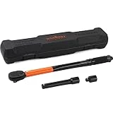 BRIMIX llave carraca dinamométrica profesional 28 - 210 NM 1/2' con 2 adaptadores, precisión de fuerza de apriete para mecánica y reparación de automóvil o bicicleta. Herramienta para su taller coche