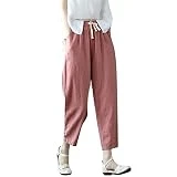 2023 Pantalones Mujer Pantalones de Lino para Mujer de Verano Elegante Cintura Alta Pantalones Vacaciones Pantalones Baggy Mujer Verano Frescos Jogger Sweatpant para Yoga Jogging Fitness Running
