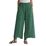 Pantalones Mujer Comodos Verano Pantalones de Lino Mujer Verano Pantalón Original Cordón Cintura Alta Pantalones Casuales Sueltos con Estampado Sólido Pantalon Chandal Gym Pantalones Palazzo