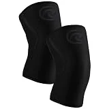 Rehband Power Max vendaje de rodilla fuerza deportes 7mm SBR/neopreno, adecuado para competiciones, rodilleras para musculación, Color:Carbon/Negro - 1 Par, Talla:S