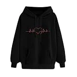 Genérico Mujer Camiseta Manga Larga Sudadera Blanca Caramelos Corazon Ofertas Friday Black Blusas Falsas Desmontables