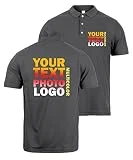 lepni.me Premium Polos Personalizados para Hombre con el Logo de su Empresa Impreso por Delante y por Detrás para su Tienda | Ropa de Trabajo | Uniforme | Amante del Golf (L Grafito Multicolor)