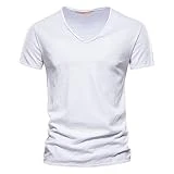 OCCOKO Camiseta Ecológica de Bambú para Hombre: Estilo Casual con Conciencia Ambiental | Comodidad sin Compromisos (White, L)