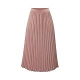 osiuujkw Plisada De Mujer Elegante Y Favorecedora Cualquier Ocasión Plisada De Cintura Plisada De Gasa De Gasa, Rosa, l