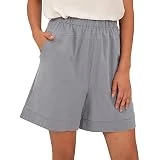 Pantalones cortos para mujer 2023, leggings para mujer, cintura alta, pantalones cortos de algodón casuales con bolsillo, pantalones cortos de bicicleta para mujer con acolchado, gris oscuro, S