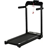 HOMCOM Cinta de Correr y Andar Plegable con 4 Pantallas LED Velocidad hasta 10 km/h 12 Programas Botón de Emergencia y Ruedas 64x125x119 cm Negro