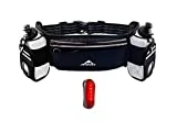 Riñonera Deportiva. Riñonera Running con Botellas de Hidratacion, Impermeable y Reflectante, Porta Dorsal para Caminar, Correr o Senderismo. Incluye luz de Seguridad
